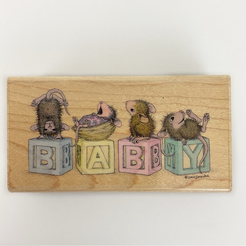 2004 House Mouse Baby Blocks rubber stamp Muzzy Mudpie Monica & Amanda